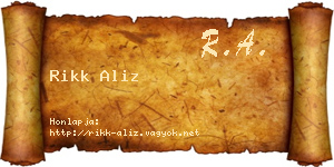 Rikk Aliz névjegykártya
